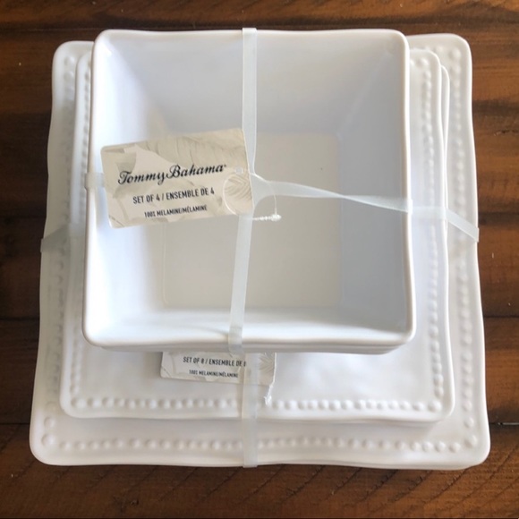 Tommy Bahama Dining Tommy Bahama Melamine White Hobnail Square